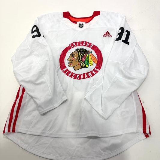 Used White Chicago Blackhawks Adidas MIC Practice Jersey | Size 56 | Ludwinski #91 - Top Flight Hockey