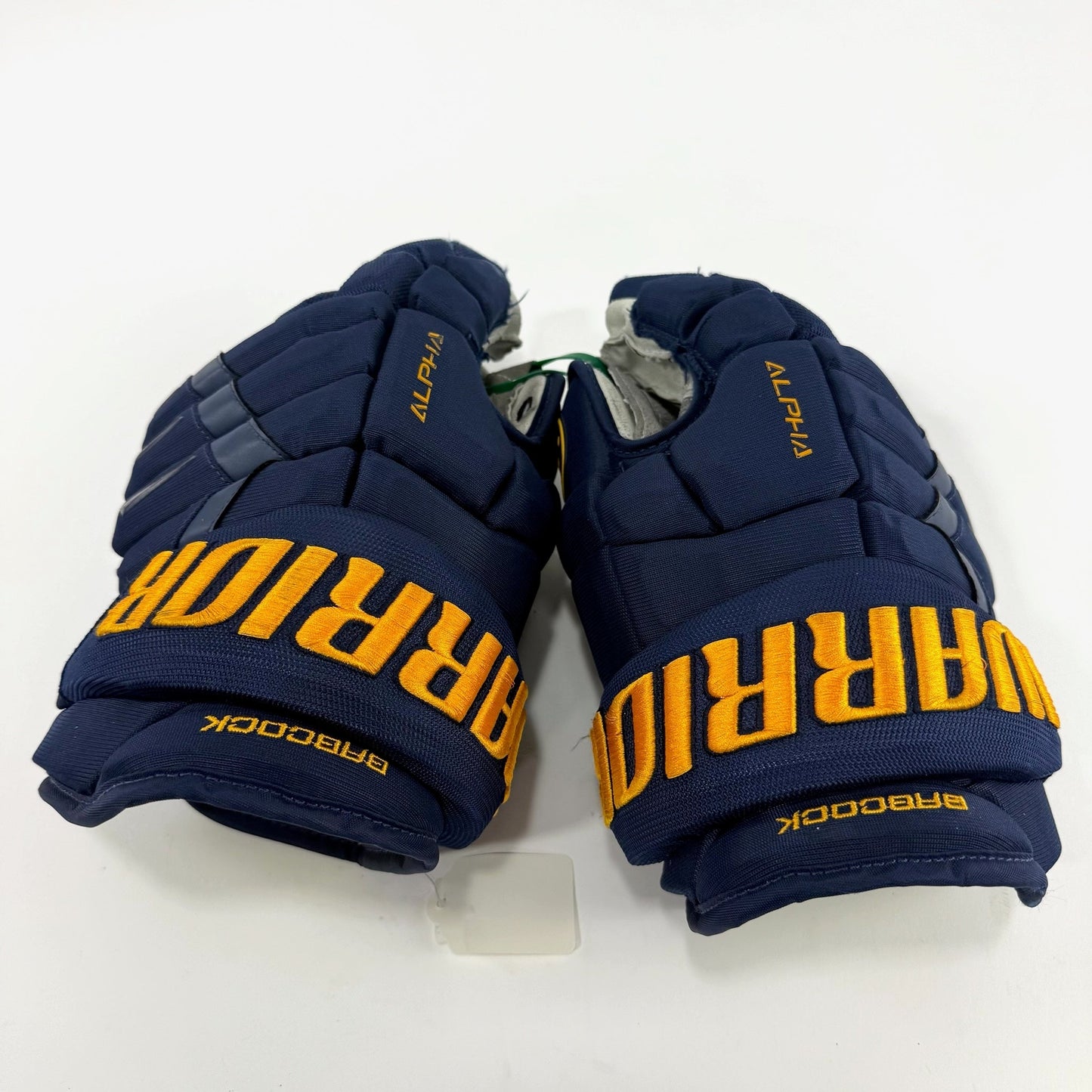 Used Navy STL Blues Warrior Alpha DX Pro Gloves | 14" | Babcock | D96 - Top Flight Hockey