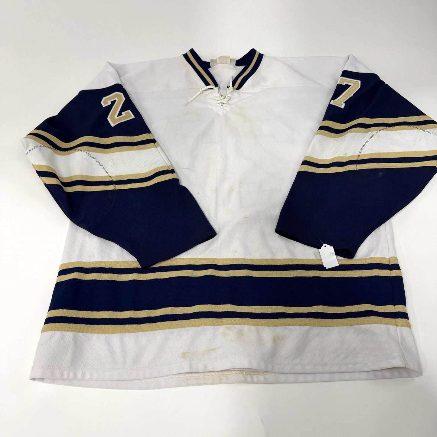 Used White/Navy/Gold Blank AK Hockey Jersey | Senior XL | AB741
