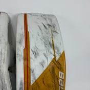 Used Vegas Knights White and Gold Bauer Supreme Mach Goalie Leg Pads | Patera | 35+1"