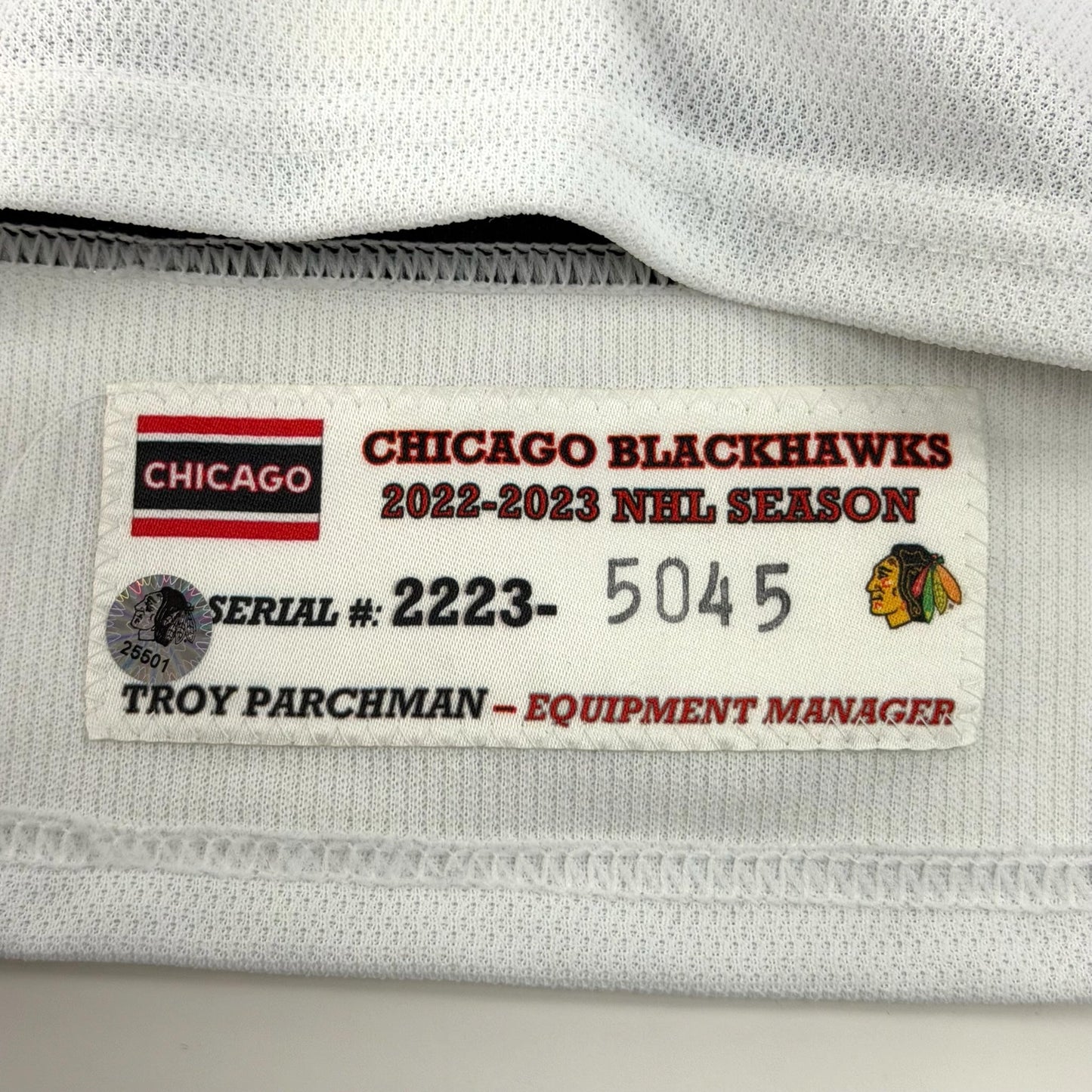 Alec Regula #75 Home Chicago Blackhawks Game Worn Jersey 2022-2023, Set 1 | 5045-25501