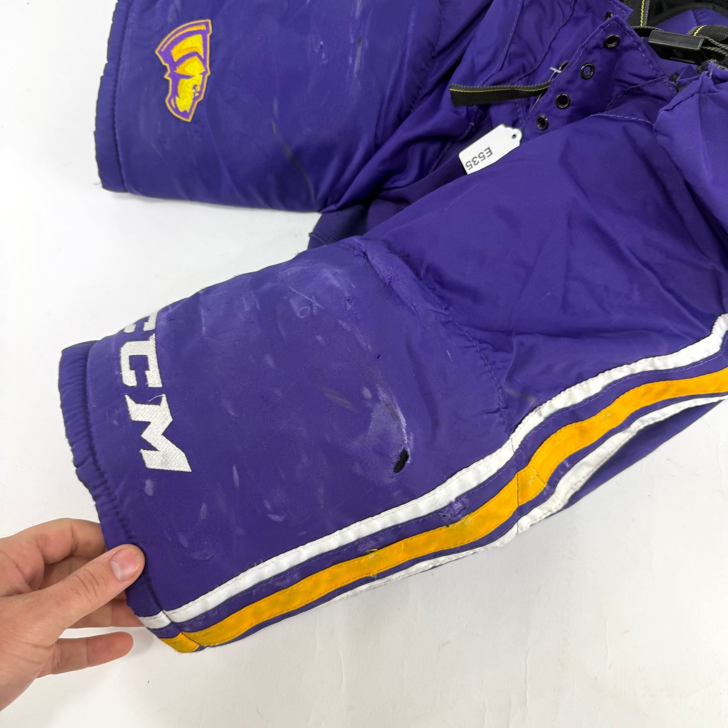 Used Purple/Yellow CCM Tacks 65C Pants | Small | E535