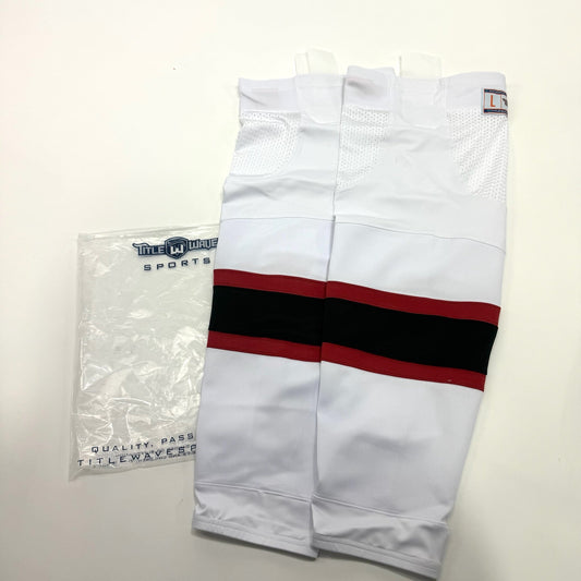 Brand New White Tidal Wave Chicago Steel Game Socks - Senior Large - Top Flight Hockey