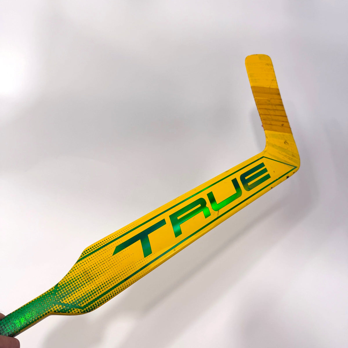 Used Yellow/Green True HZRDUS 9x4 Goalie Stick | Marc Andre Fleury | AB568