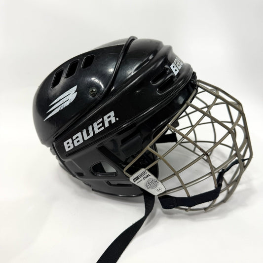 Used Black Bauer 1000 Helmet With Cage | Senior XS | J105