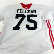 FELCMAN #75 - White Chicago Blackhawks Camp / Practice Jersey - Adidas MIC Size 58 - Top Flight Hockey