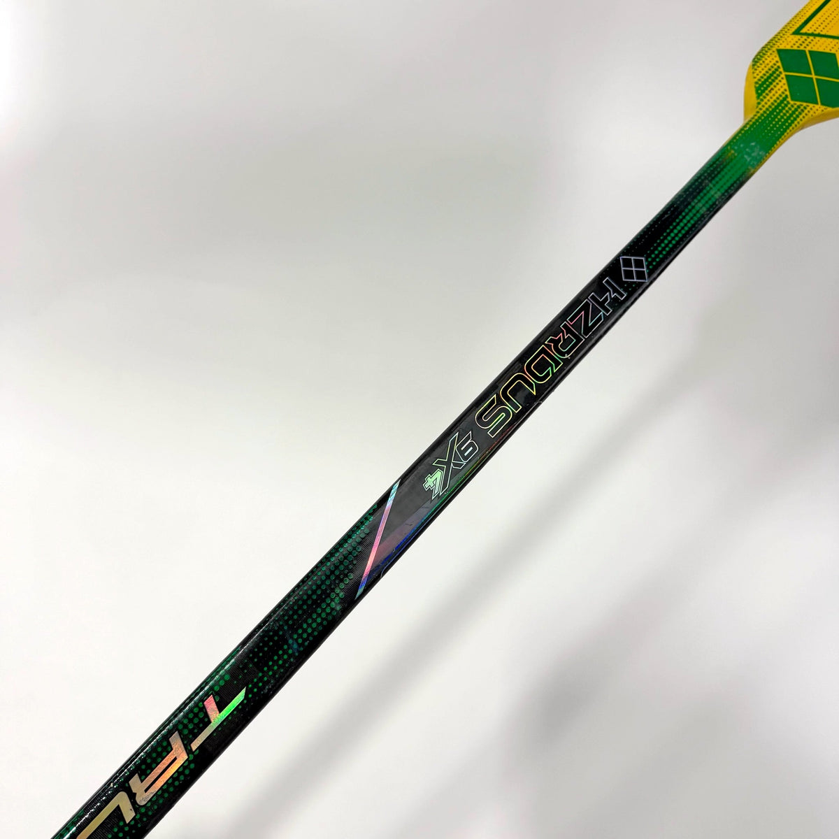 Used Yellow/Green True HZRDUS 9x4 Goalie Stick | Marc Andre Fleury | AB568