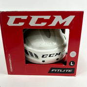 Brand New Large White CCM Fitlite Helmet - Top Flight Hockey