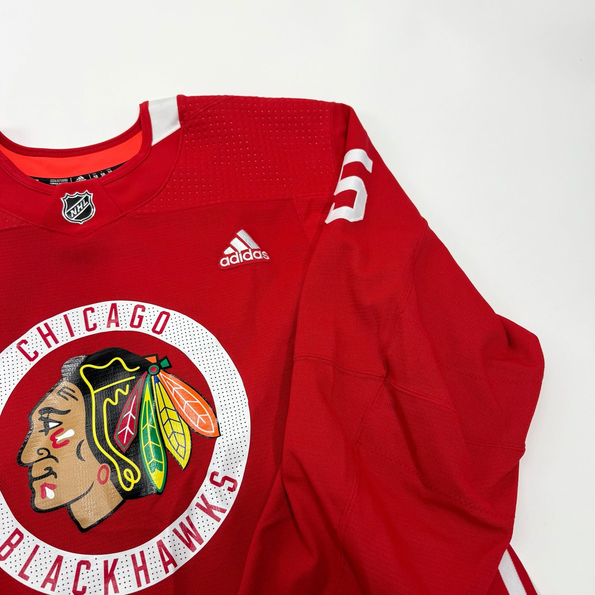 Used Red Chicago Blackhawks Adidas MIC Practice Jersey | Size 58 | Tuulola #5 - Top Flight Hockey