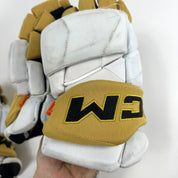 Used White and Gold CCM Jetspeed Gloves | Vegas Knights | 14" | H301