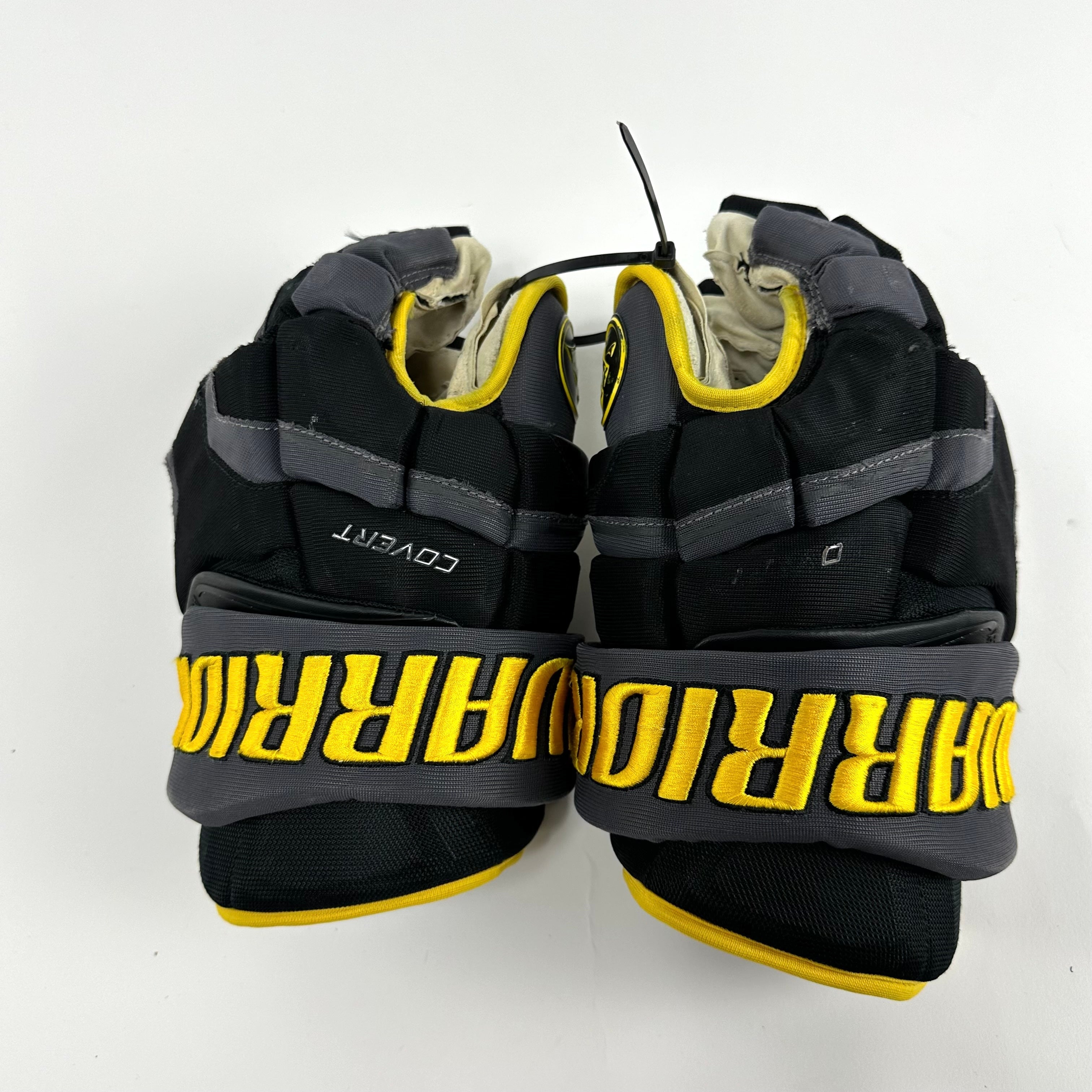 Used Black and Gold Warrior Covert QRE Pro Gloves | 14" | K349 - Top Flight Hockey