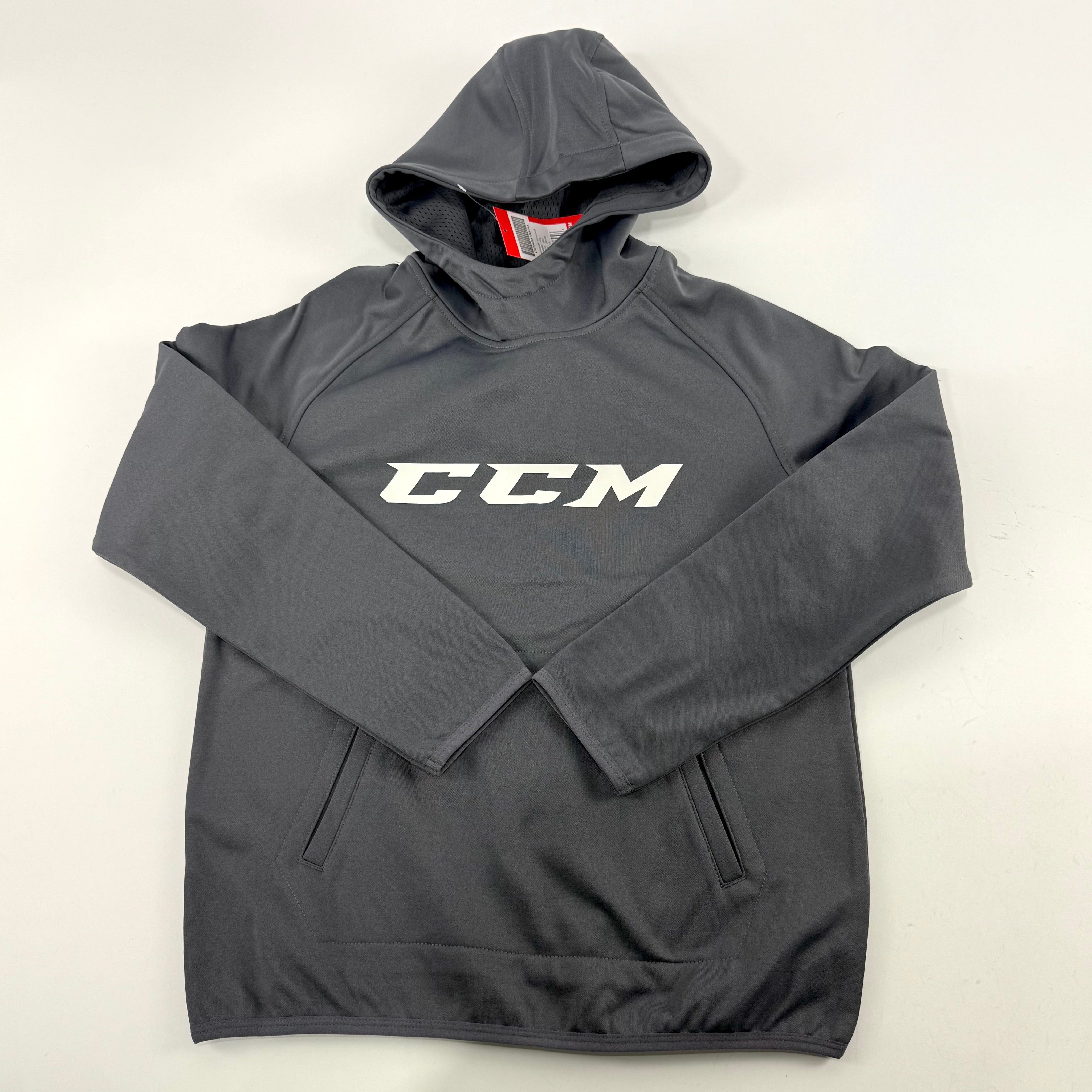 New Dark Grey CCM Youth Core Tech Pullover Hoodie | Youth L | #888600335896 - Top Flight Hockey
