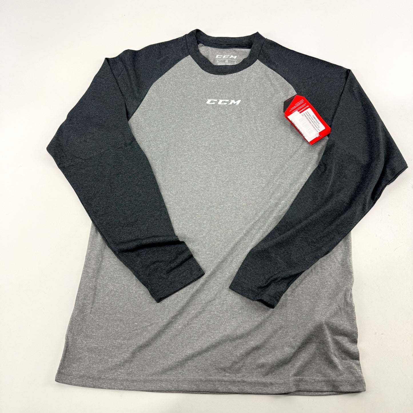 New CCM Basecamp Two Tone Long Sleeve | Grey/Black | Youth L | #191520511227