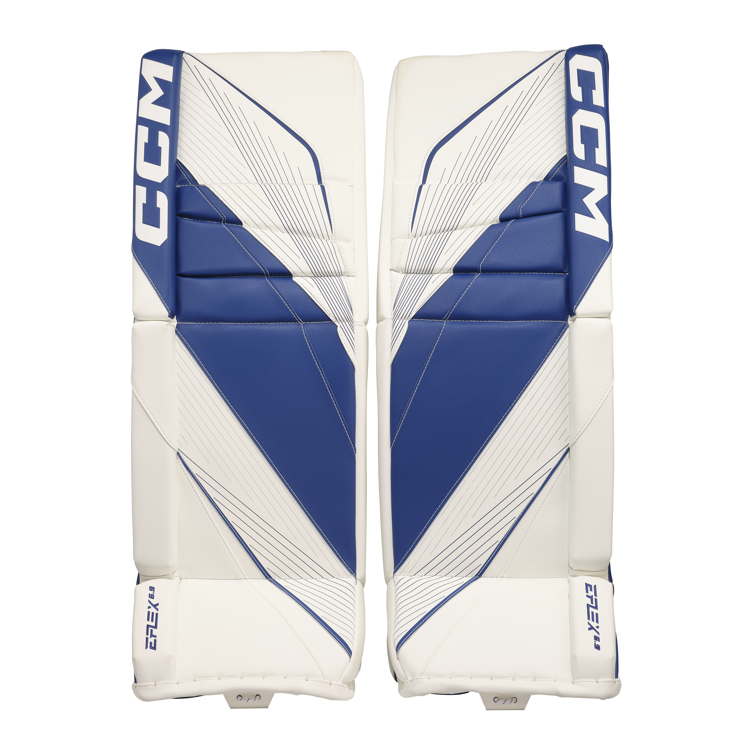 New CCM White E Flex 6.9 Goalie Leg Pads | 34+2" | #191520631673 - Top Flight Hockey