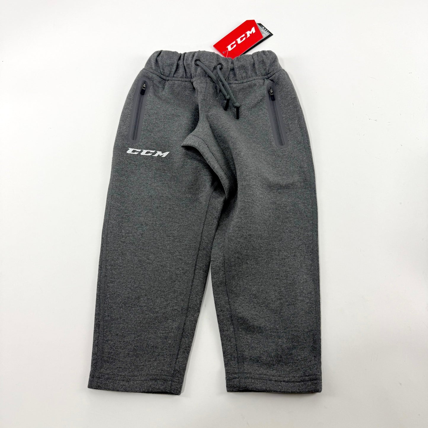 New Dark Grey CCM Youth Premium Tapered Fleece Pant | Youth XXS | #191520015589