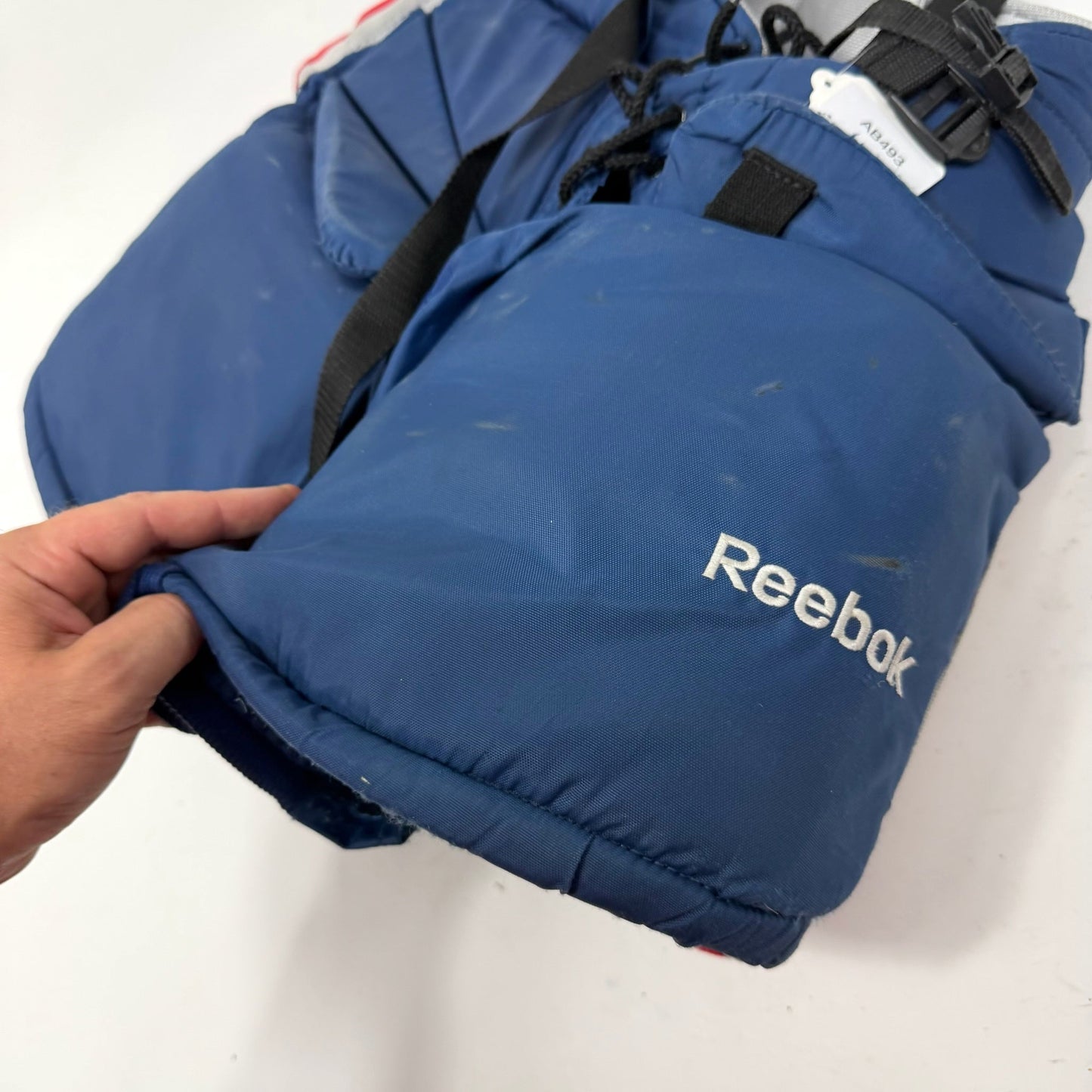 Used Navy with Red Stripe Reebok HGP Goalie Pants | Intermediate Small | AB493