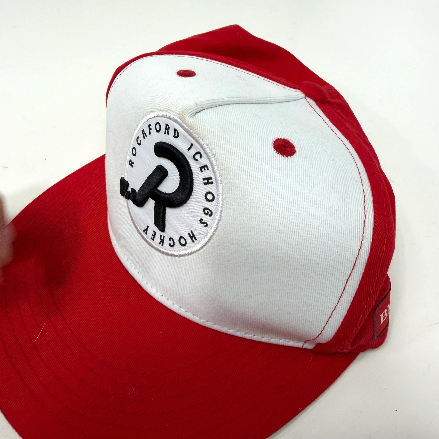 Used Red Rockford Ice hogs Trucker Hat | Adam Clendening | R105
