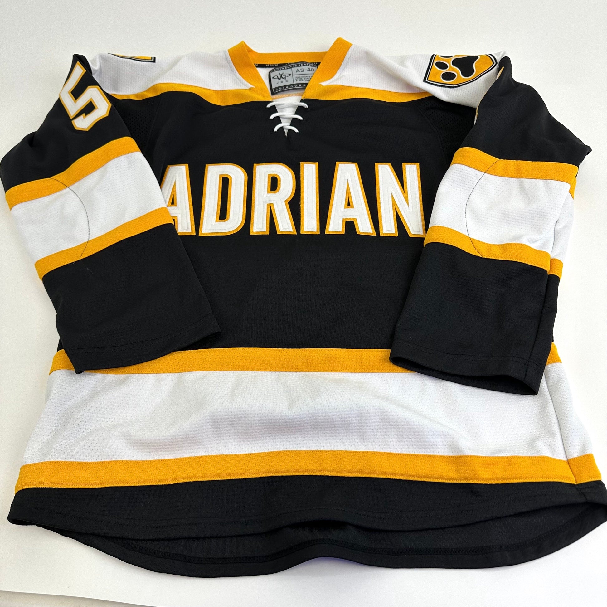 Used Adrian College Black Womens JOG Game Jersey | Size Small-48 | #5 - Top Flight Hockey