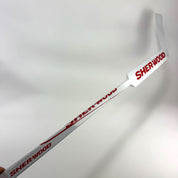 New White Wood Regular Sherwood GS350 Goalie Stick | 25" | Custom Wedge Curve | E381