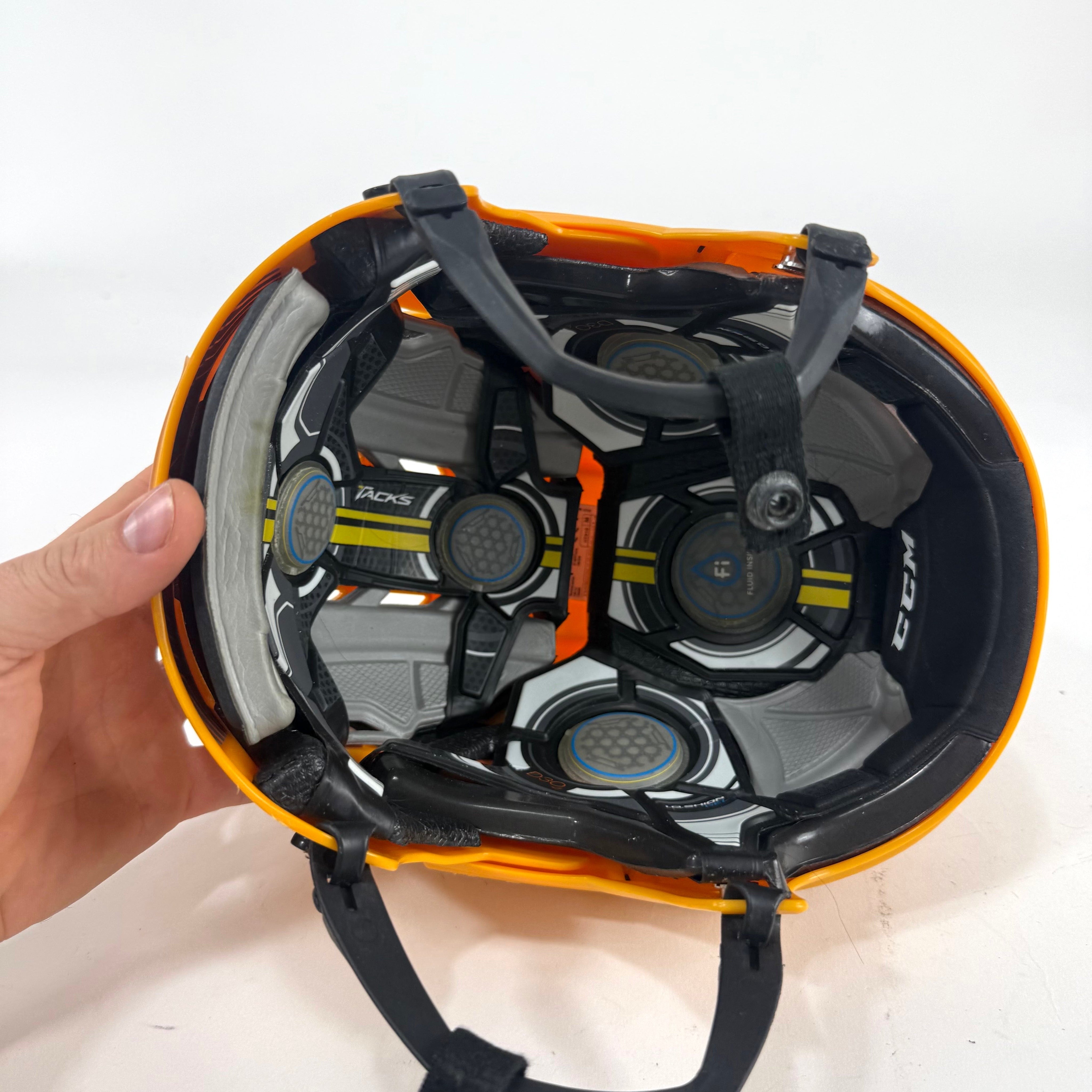 Used Sunflower Yellow CCM Tacks 910 Helmet | Medium | E503