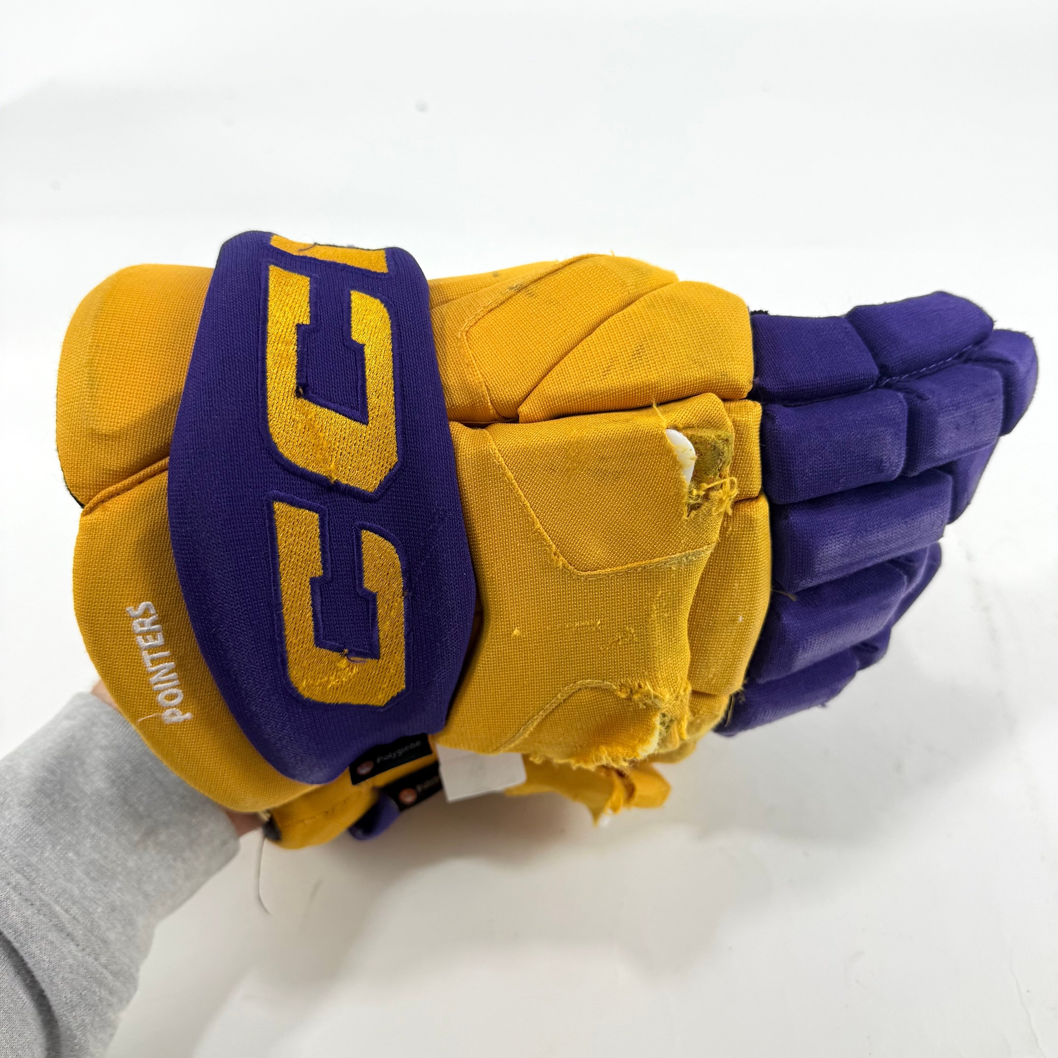 Used Yellow and Purple CCM Jetspeed Gloves | 14" | E557 - Top Flight Hockey