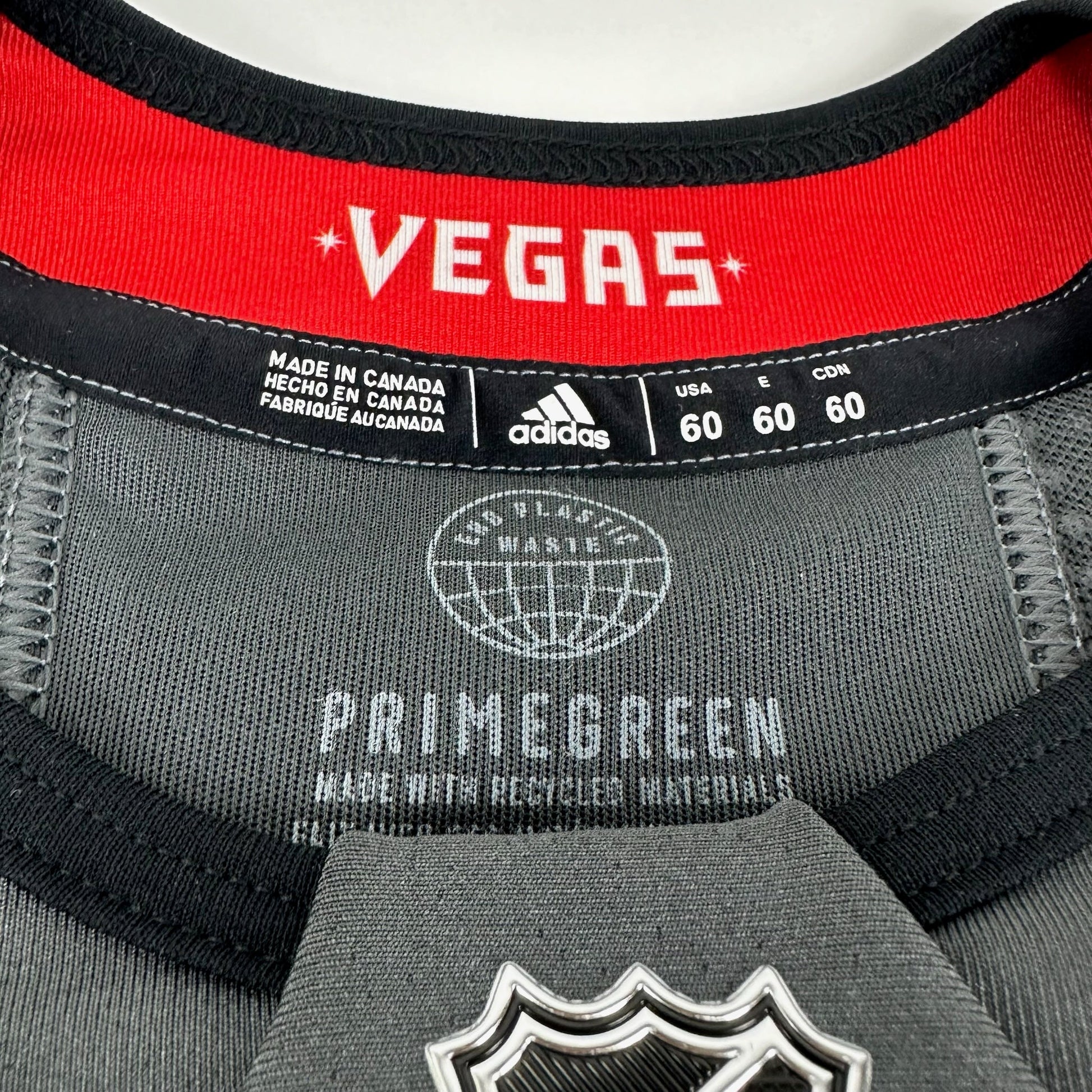 Brand New Home Primegreen Vegas Golden Knights MIC Made in Canada Blank Game Jersey - Size 60 - Top Flight Hockey