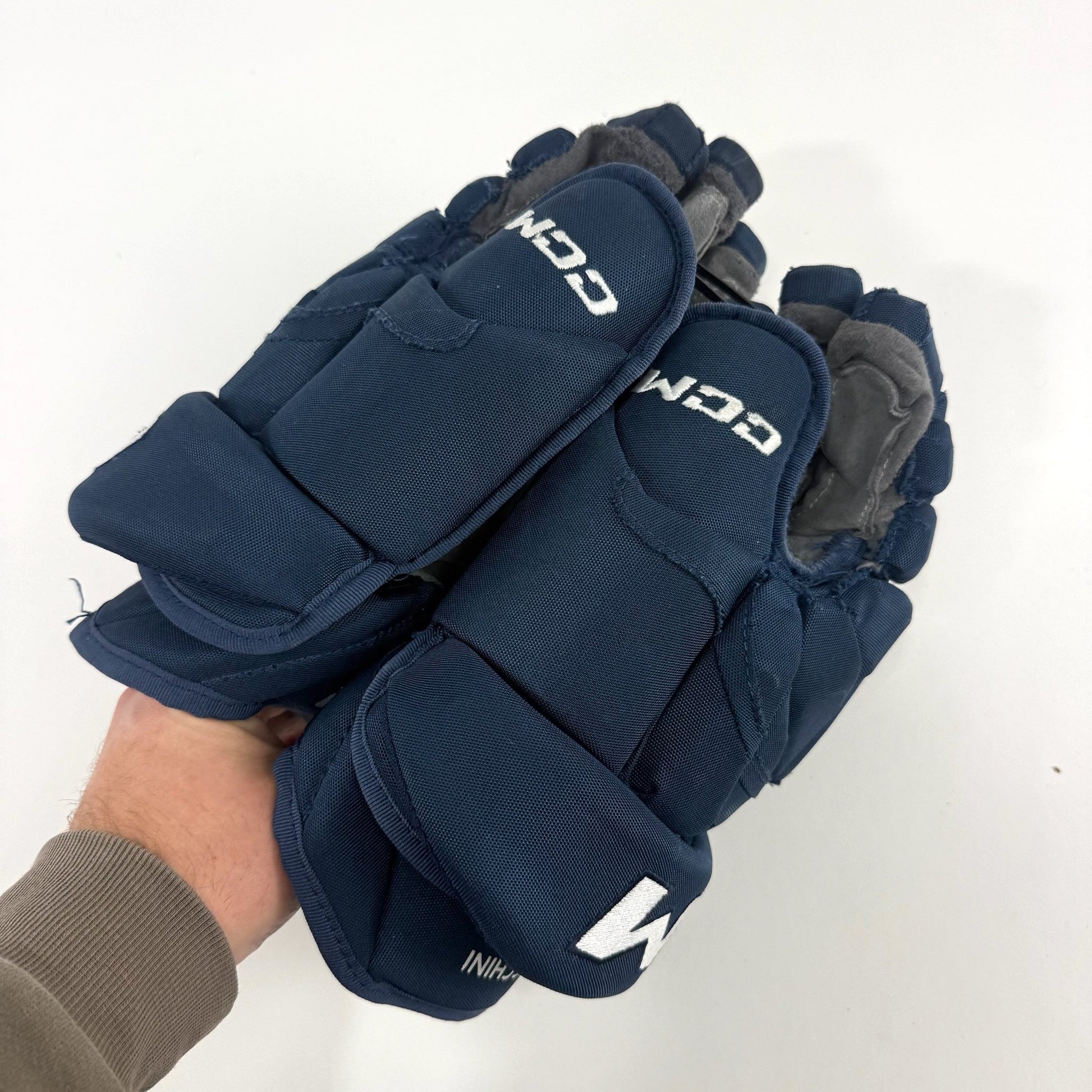 Used Navy CCM HG12 Gloves | 14" | D363 - Top Flight Hockey