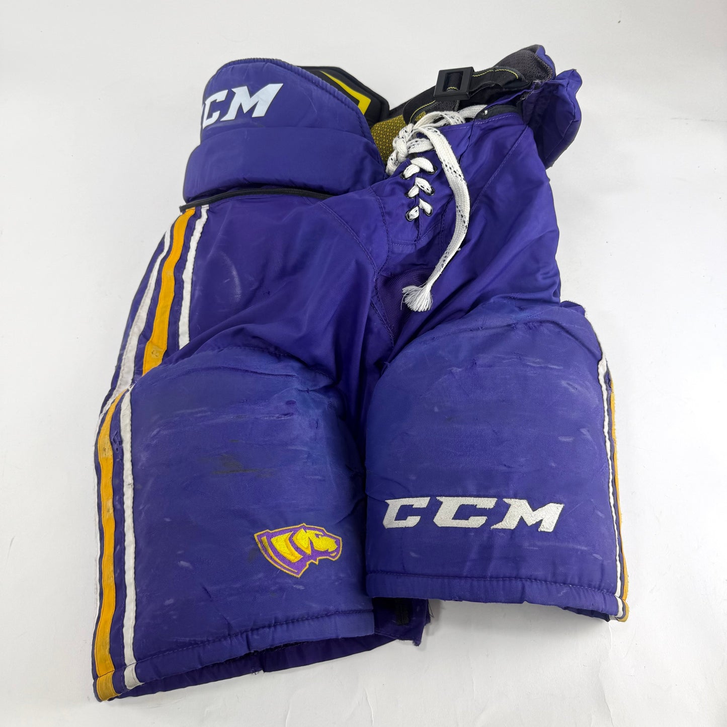 Used Purple/Yellow CCM Tacks 65C Pants | Medium | E541 - Top Flight Hockey
