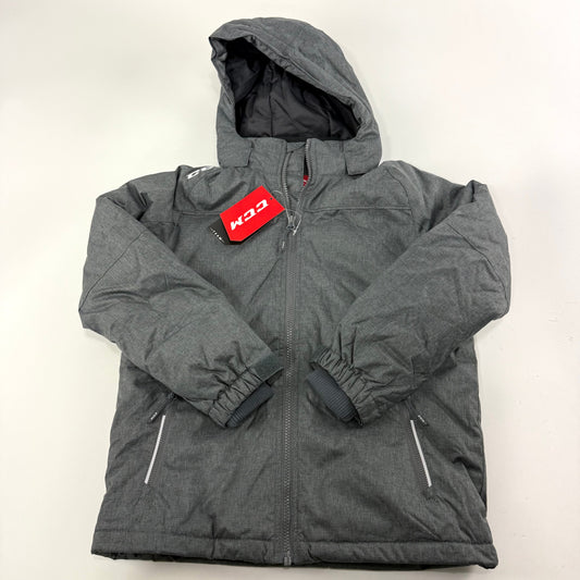 New Dark Grey CCM Youth Team Winter Jacket | Youth M | #888600282893