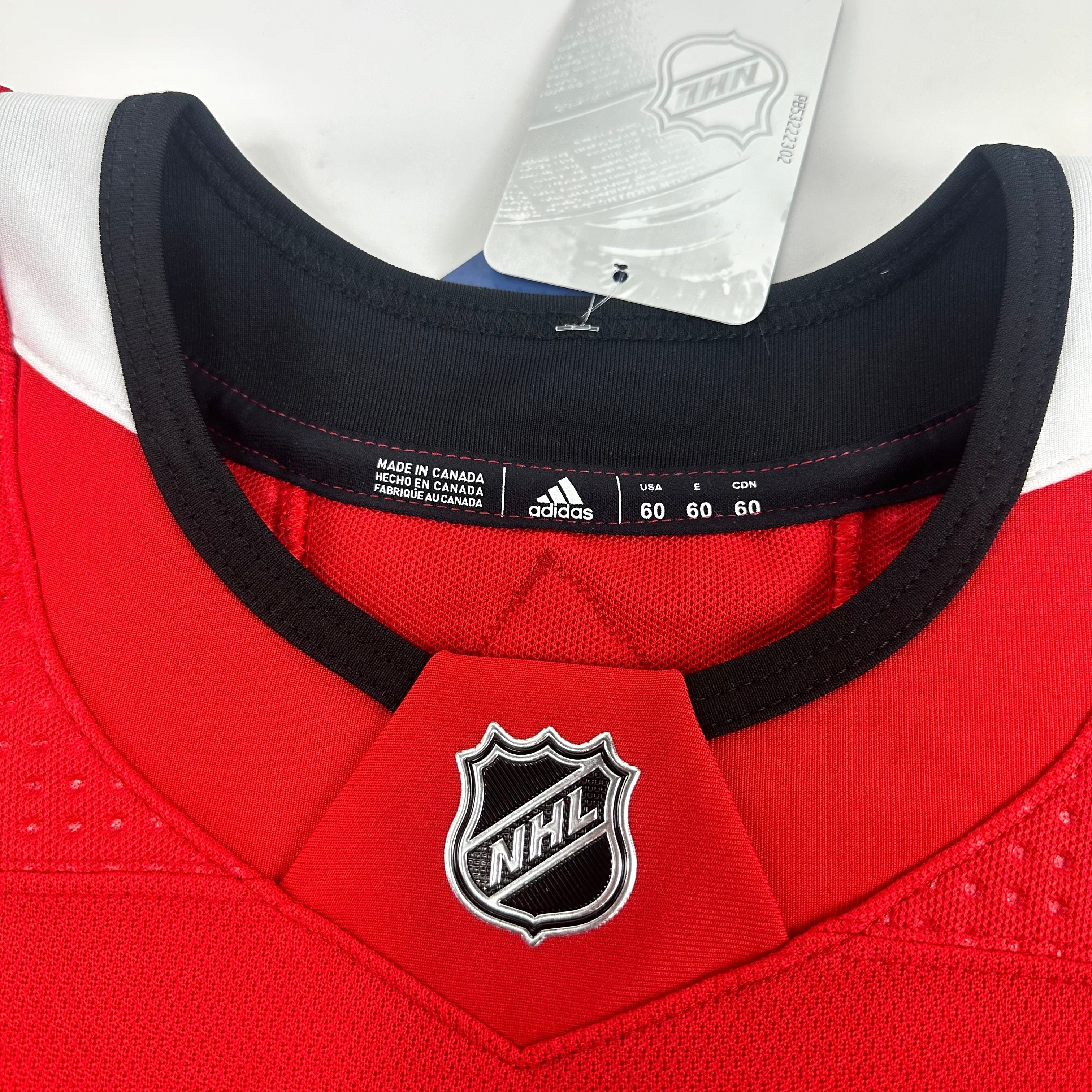Brand New Red MIC Adidas Chicago Blackhawks Blank Game Jersey - Size 60 - Top Flight Hockey