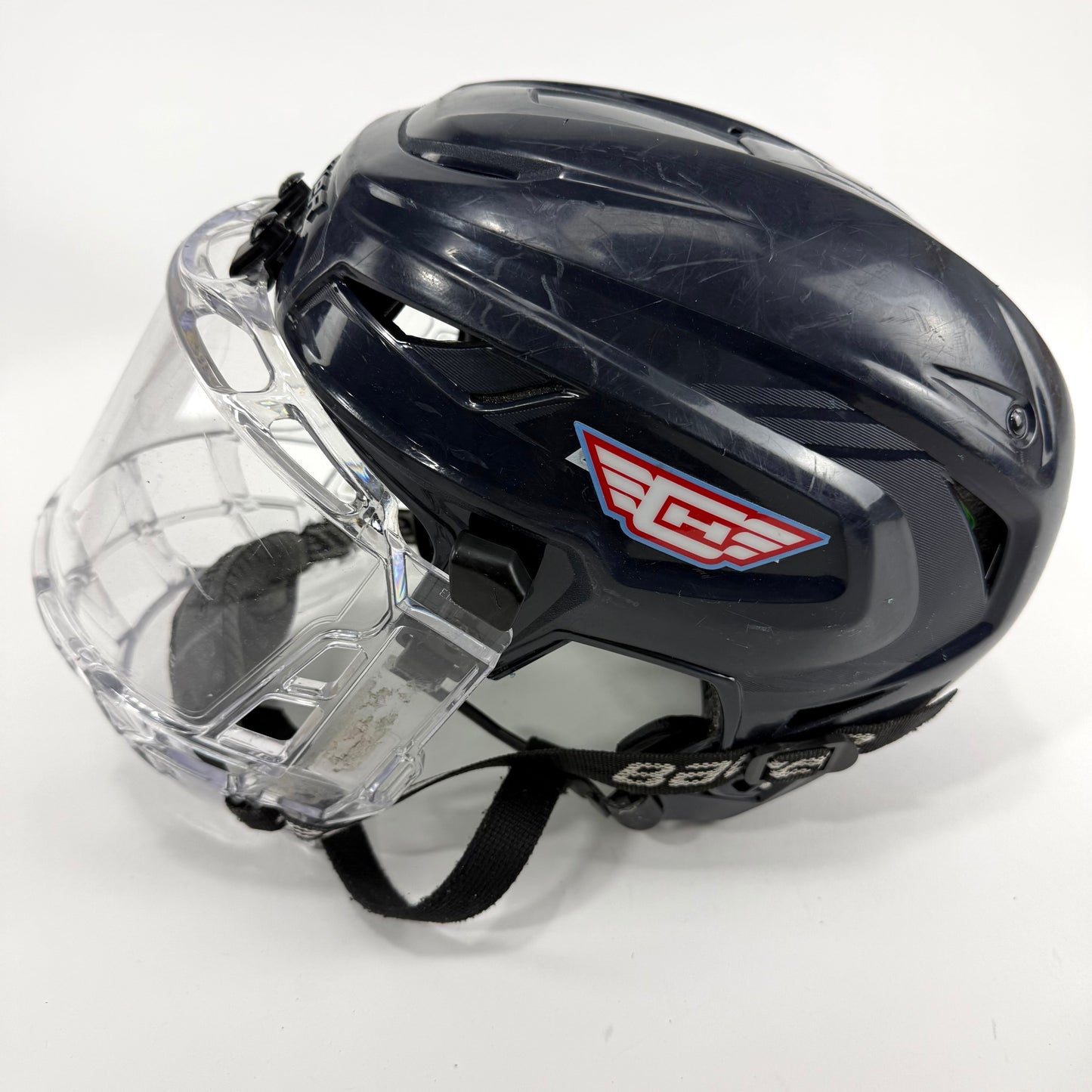 Used Navy Bauer Hyperlite Helmet With Bubble | Small/Medium | R252