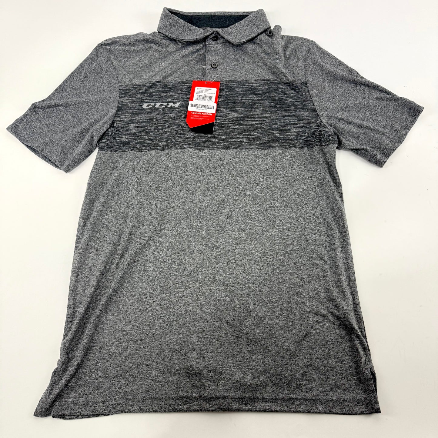 New Dark Grey CCM Adult Heather Gray Polo | Senior S | #191520067311