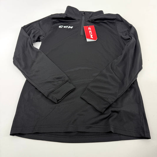 New Black CCM Youth Training 1/4 Zip Tech Top | Youth XL | #888600324784 - Top Flight Hockey