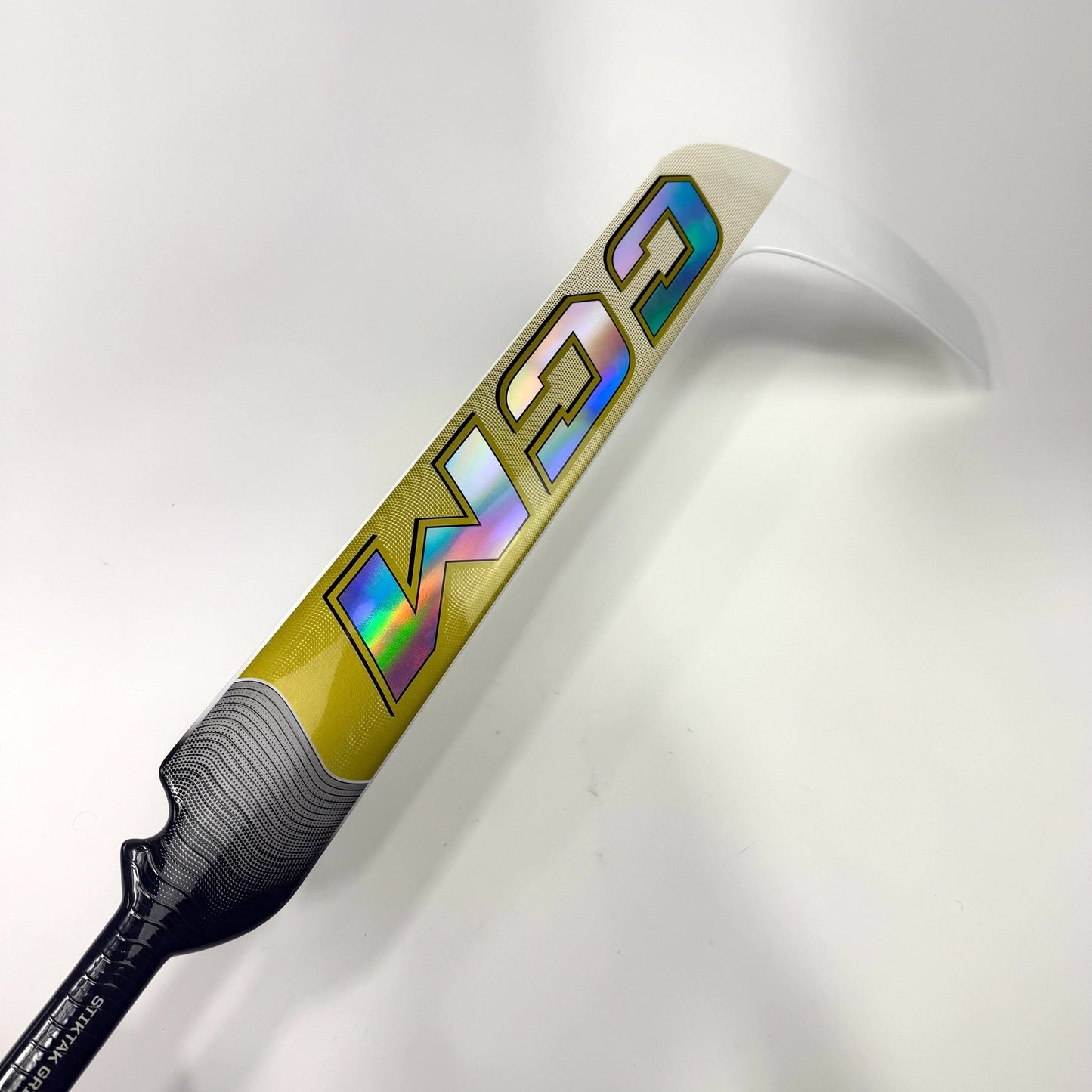 New Regular White/Gold CCM Tacks XF Pro Goalie Stick | 25" Paddle P31 Curve Grip | AB976
