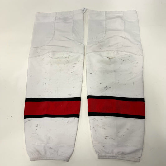 Used White with Red Stripe CCM Socks | XL | AB897