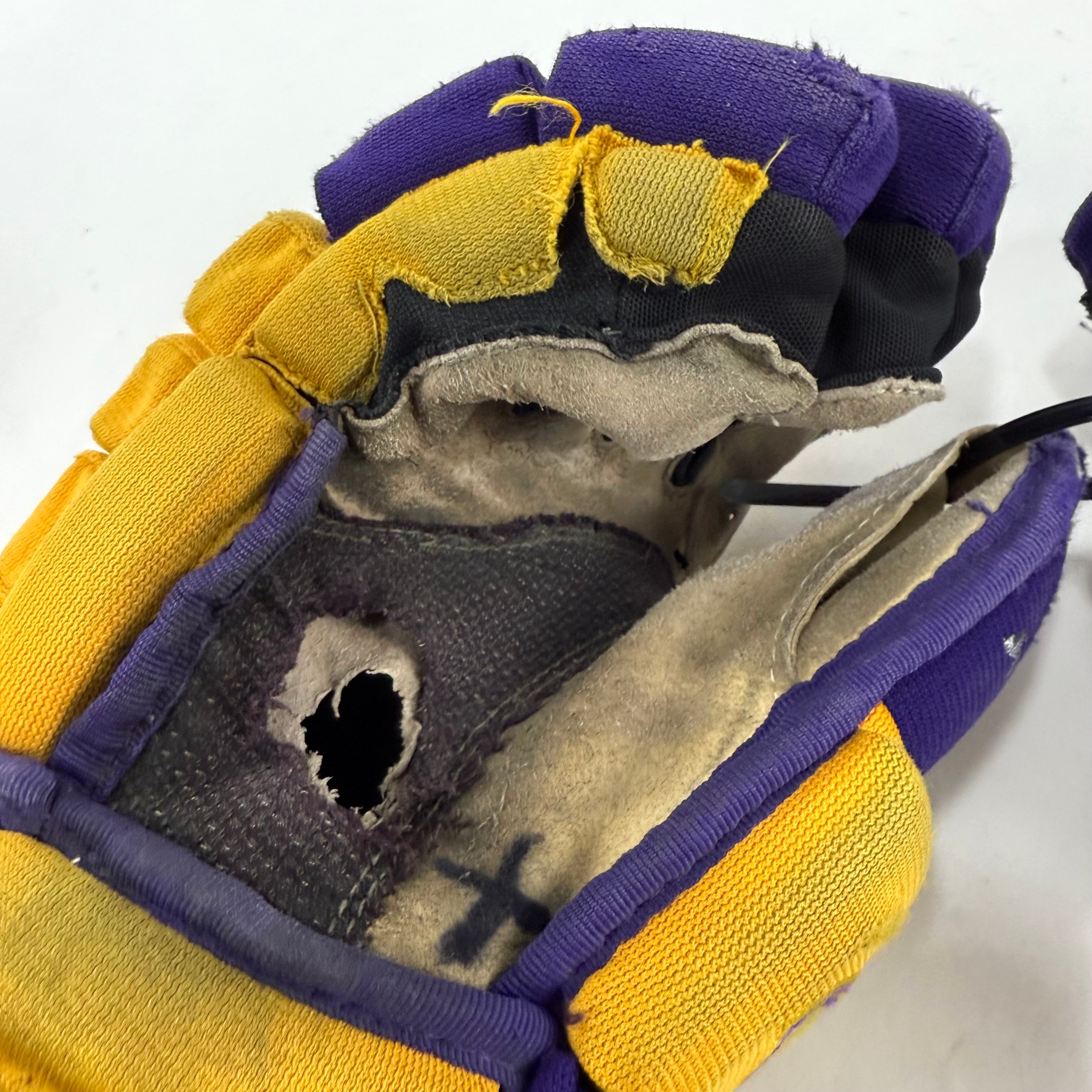 Used Yellow and Purple CCM 4 Roll Pro Gloves | 14" | E543 - Top Flight Hockey