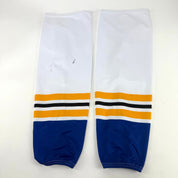 Used White/Royal/Yellow Socks with Velcro | Size 32" - Top Flight Hockey