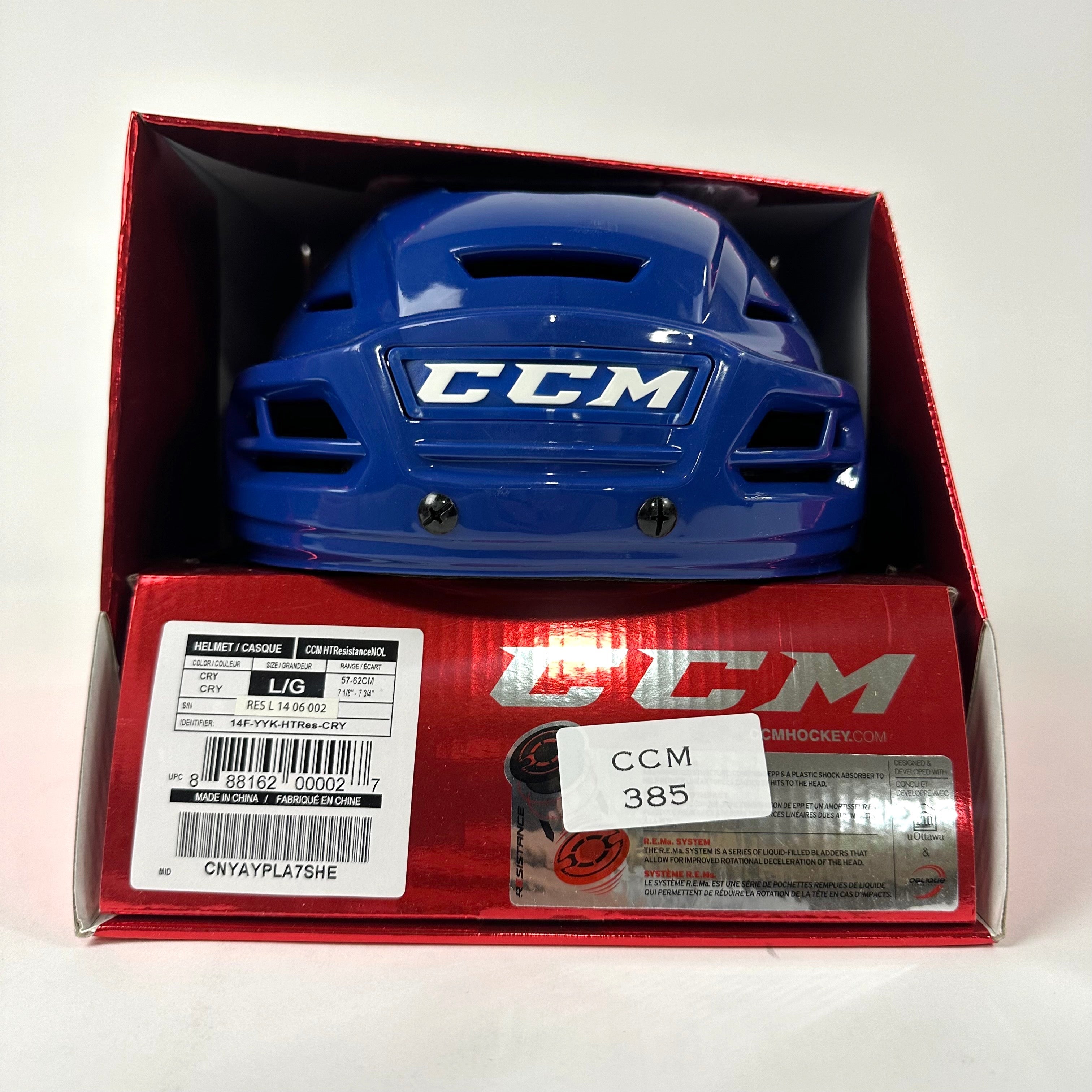 Brand New CCM Resistance Helmet in Box - Royal Blue - Large #CCM385 - Top Flight Hockey