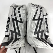 Used White and Black Vaughn Velocity 7400 Goalie Pads | 34 +1" - Top Flight Hockey