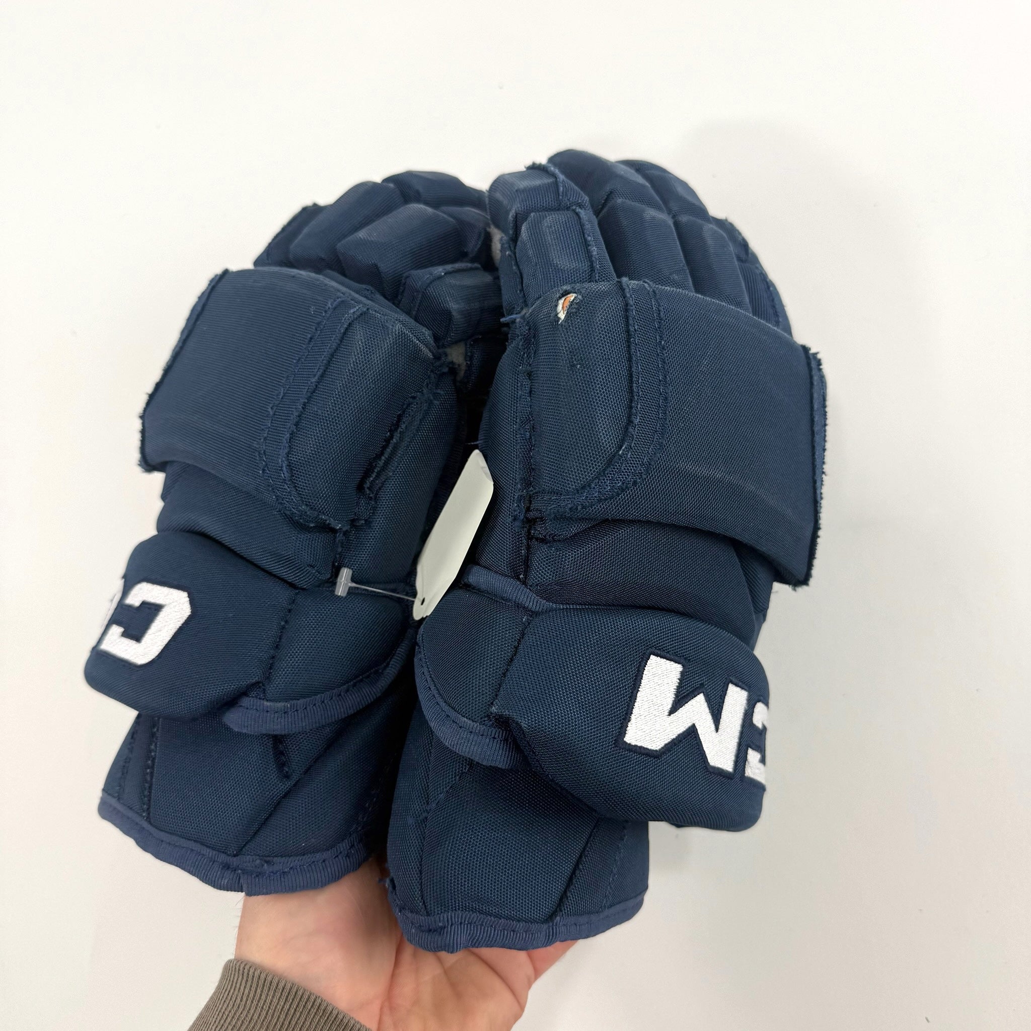 Used Navy CCM HG12 Gloves | 14" | D363