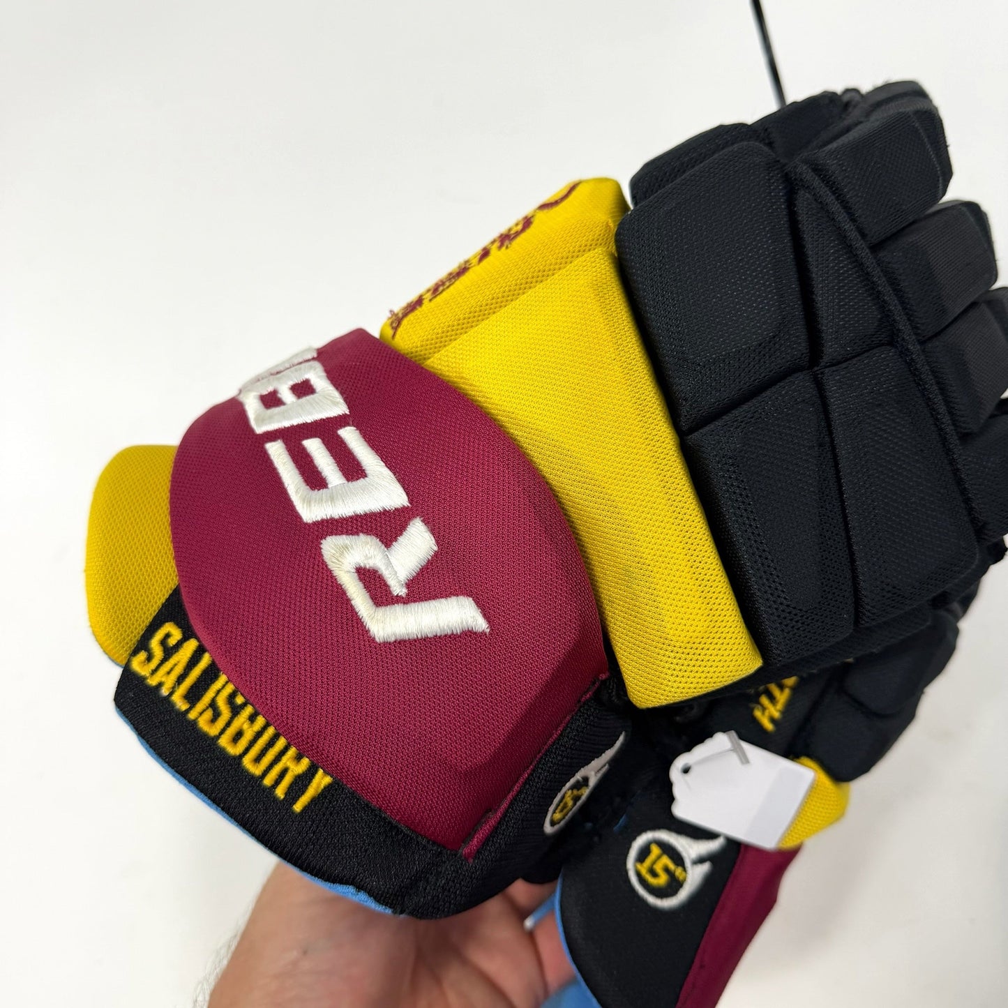Used Black/Maroon/Yellow Rebirth Arise Gloves | Salisbury School | 15" | AB680
