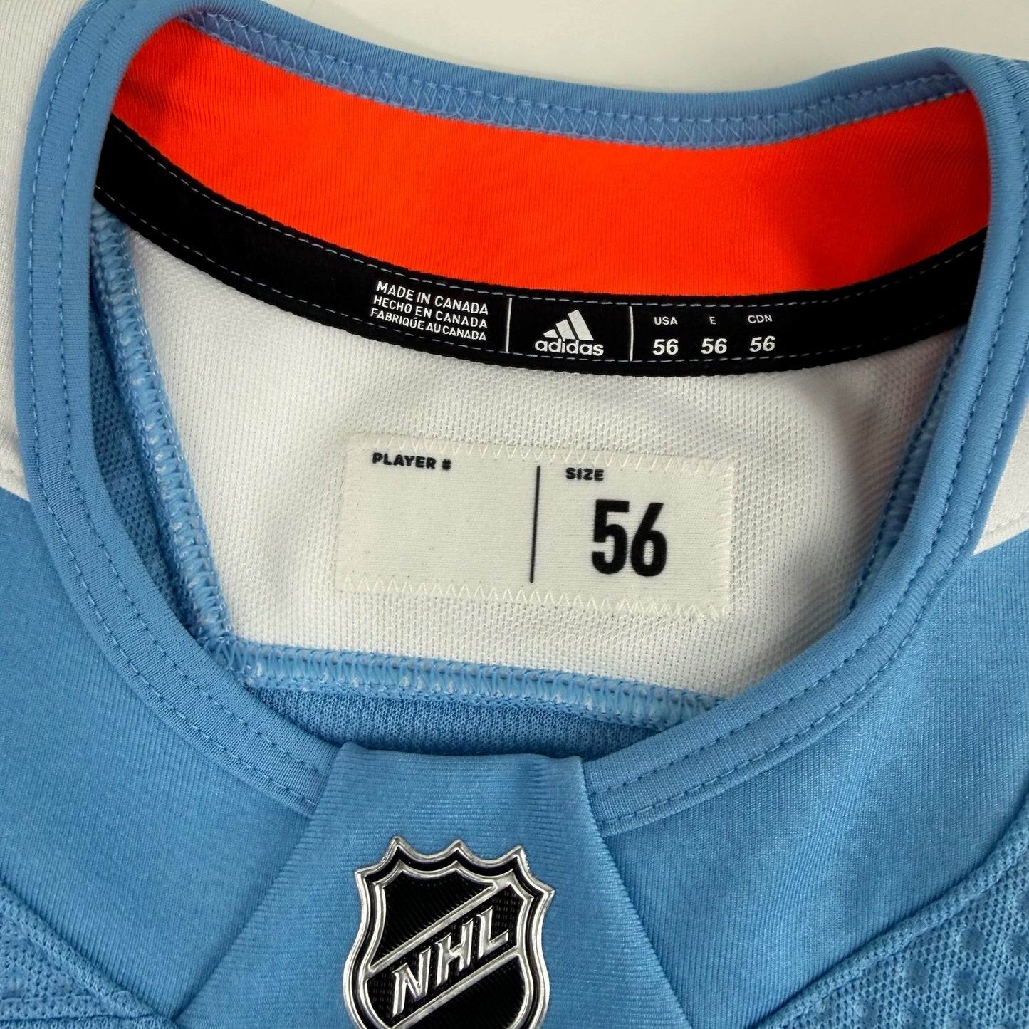 Brand New MIC Baby Blue Adidas Practice Jersey - Size 56 - Top Flight Hockey