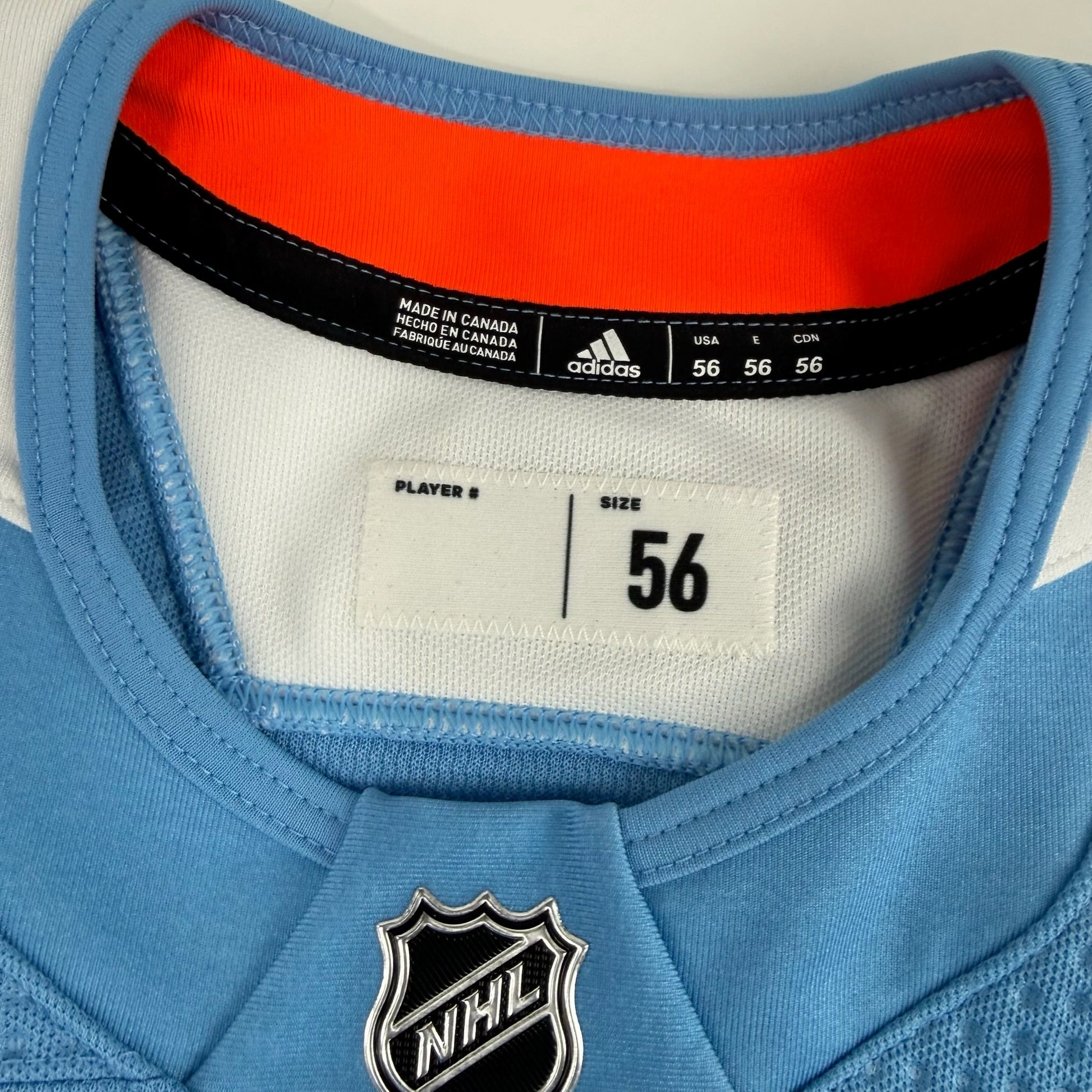 Brand New MIC Baby Blue Adidas Practice Jersey - Size 56 - Top Flight Hockey