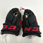 Brand New Black and Red CCM FT4 Hockey Gloves - Size 12"