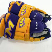 Used Yellow and Purple CCM 4 Roll Pro Gloves | 14" | E465 - Top Flight Hockey