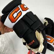 New Black White Orange CCM HG97 Gloves | Flyers | 14" - #191035520493