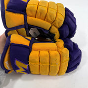 Used Yellow and Purple CCM 4 Roll Pro Gloves | 14" | E455 - Top Flight Hockey