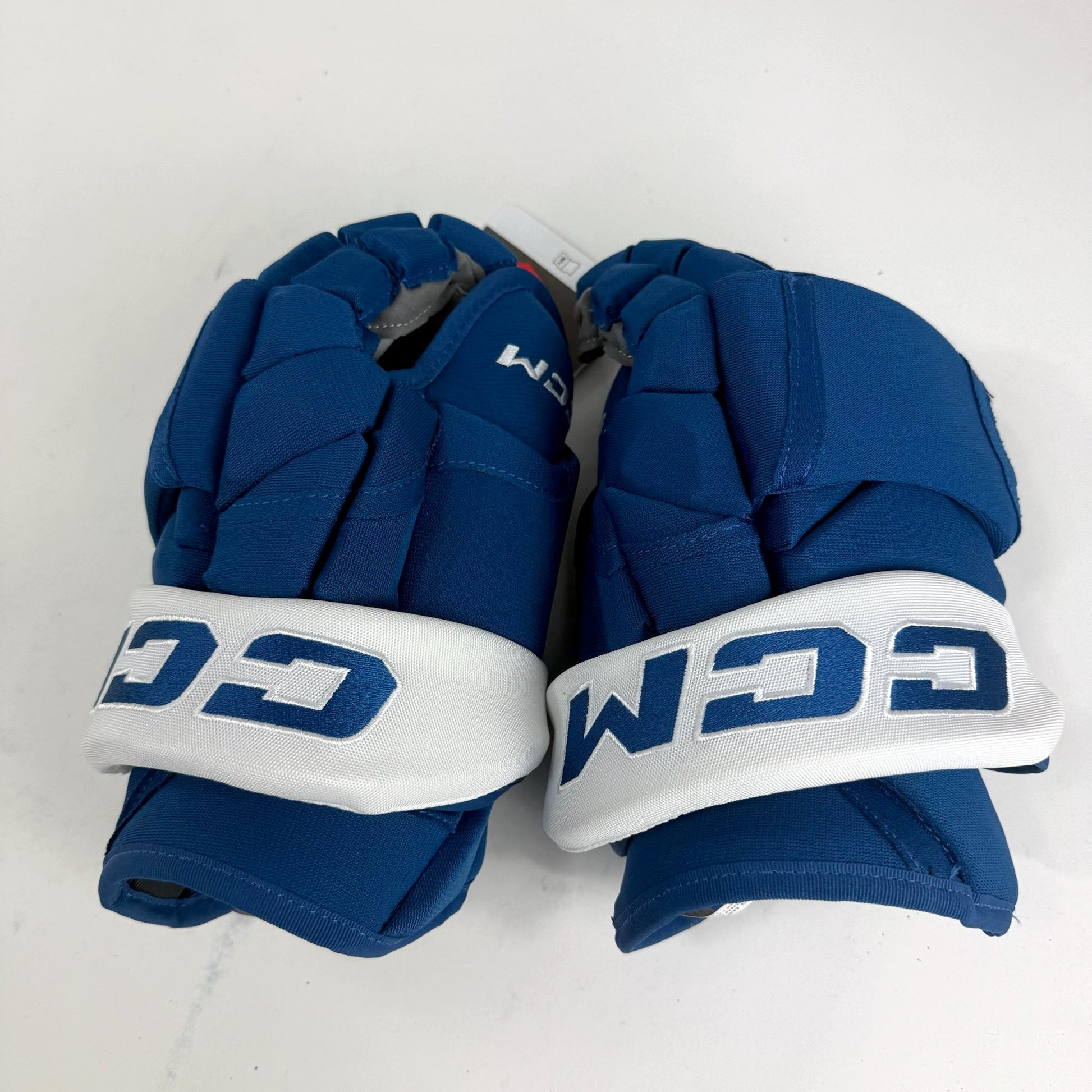New Blue and White CCM HG12 Gloves | Colorado Avalanche | 14" - #191035289802 - Top Flight Hockey