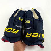 New Navy and Yellow Bauer Vapor 1x Pro Lite Gloves | 15" | B584 - Top Flight Hockey