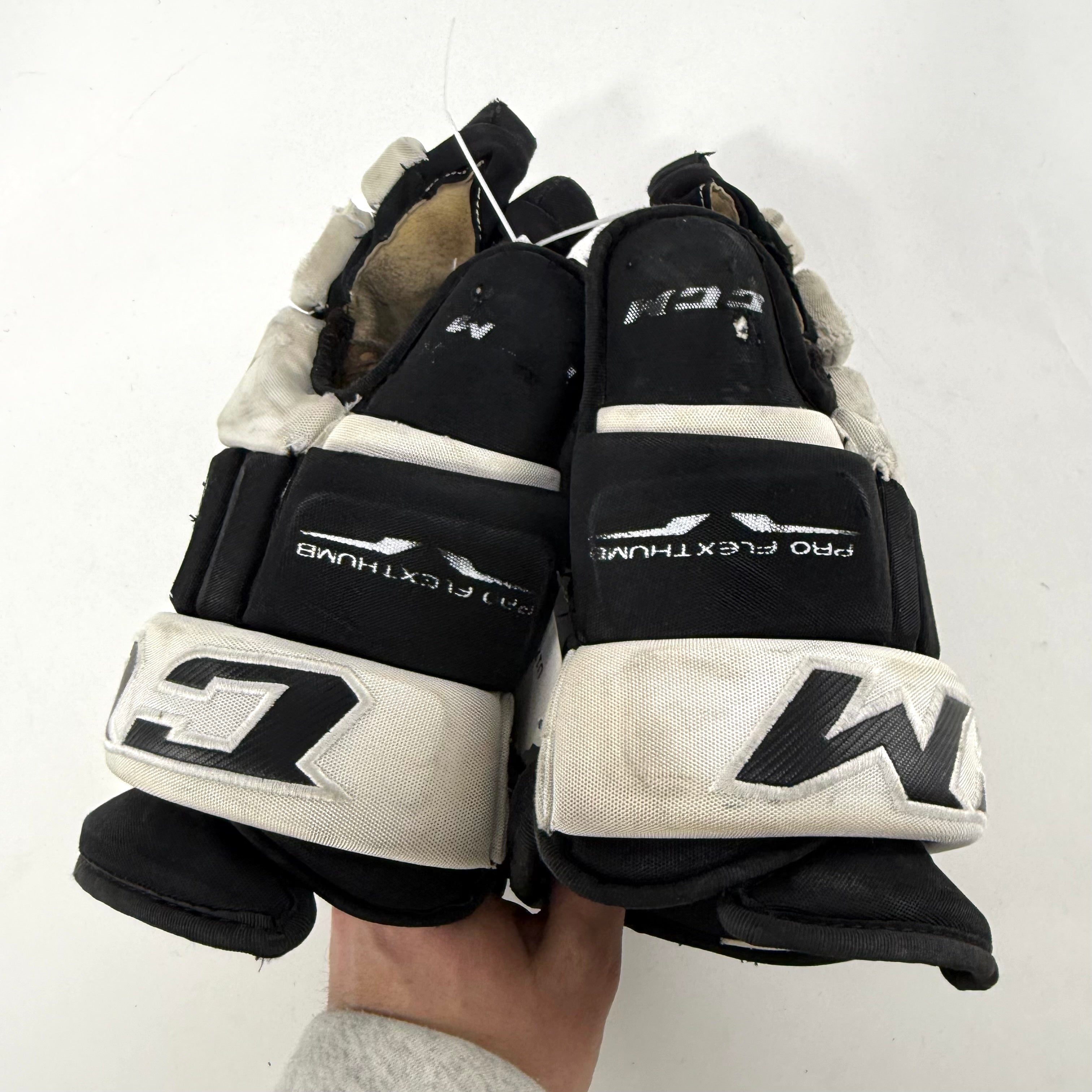 Used Black and White CCM 4 Roll Pro Gloves | 14" | U177 - Top Flight Hockey